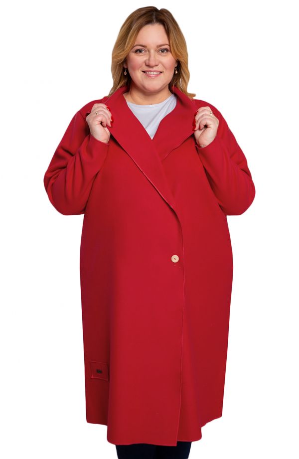 Flauszowy płaszczyk w czerwonym kolorze