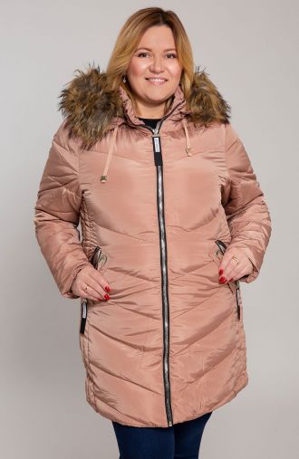 Różowa zimowa kurtka z metalowym zamkiem