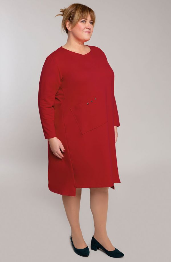 Czerwona sukienka dresowa z suwakiem