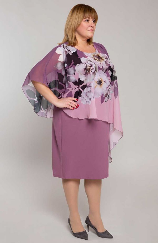 Asymetryczna sukienka liliowa wiosna