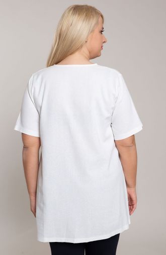 Biała lniana bluzka ze zgnieceniami