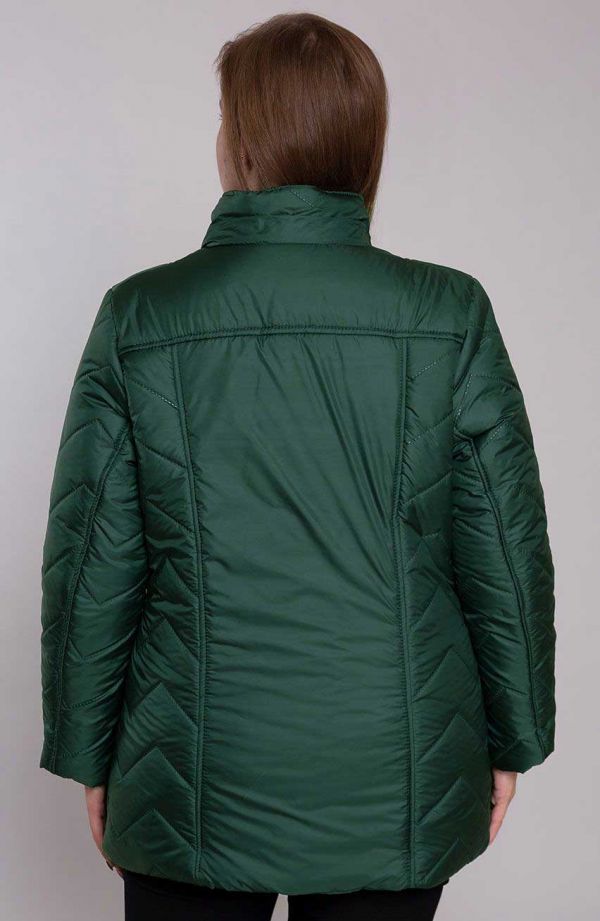 Zielona kurtka z szarym futerkiem
