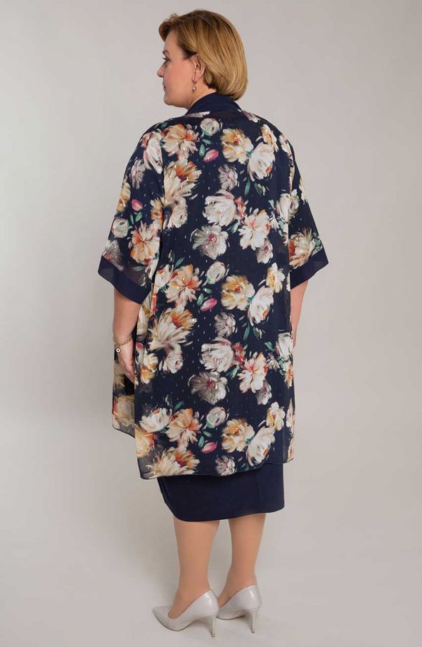 Sukienka z szyfonową narzutką w kwiaty