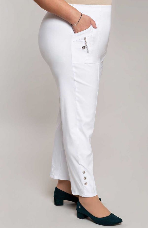 Długie białe spodnie z kieszeniami