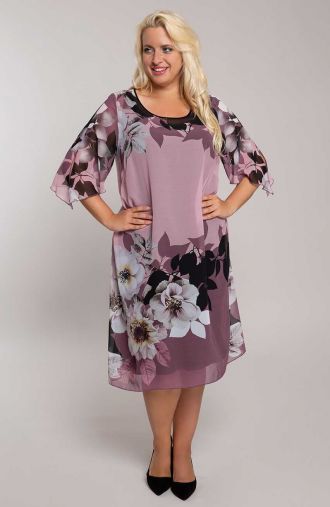 Dwuwarstwowa sukienka fioletowa łąka