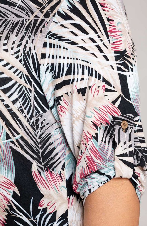 Długa asymetryczna tunika beżowe palmy
