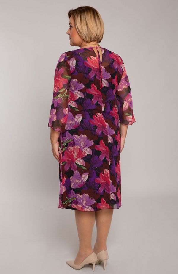 Dwuwarstwowa sukienka fioletowe lilie