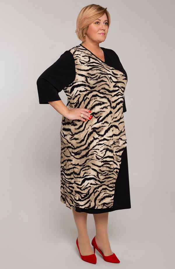 Kopertowa sukienka z motywem tygrysa