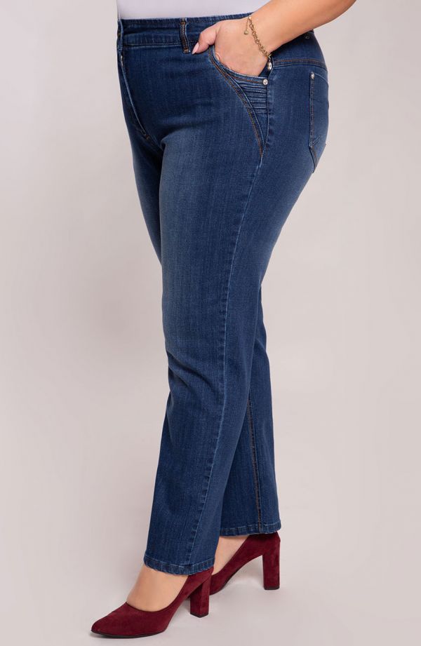 Bawełniane spodnie jeansowe średni stan