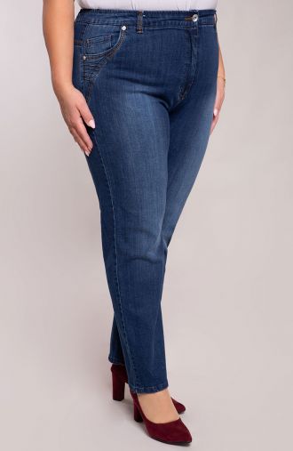 Bawełniane spodnie jeansowe średni stan