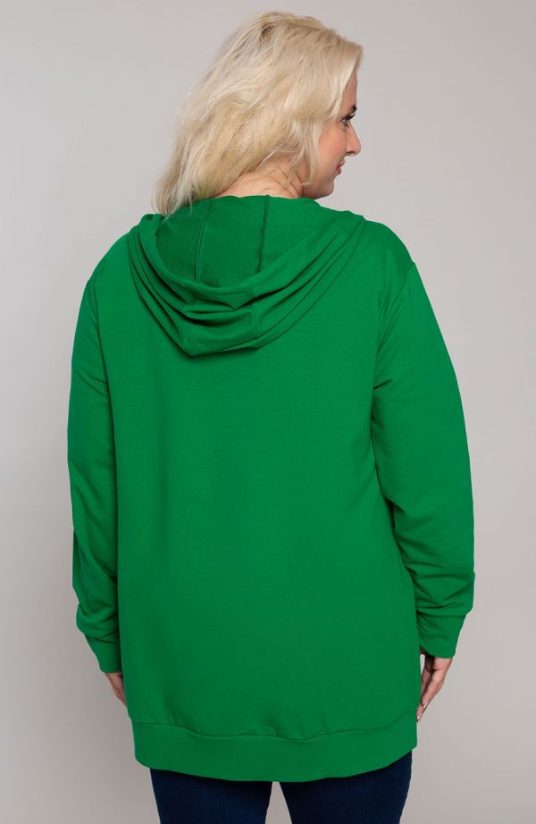 Zielona bluza z kapturem i kieszeniami