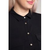 Długa czarna koszula z kieszonkami