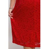 Czerwona koronkowa sukienka krótki rękaw
