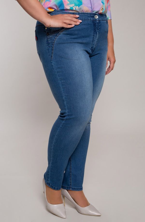 Bawełniane spodnie średni stan jasny jeans