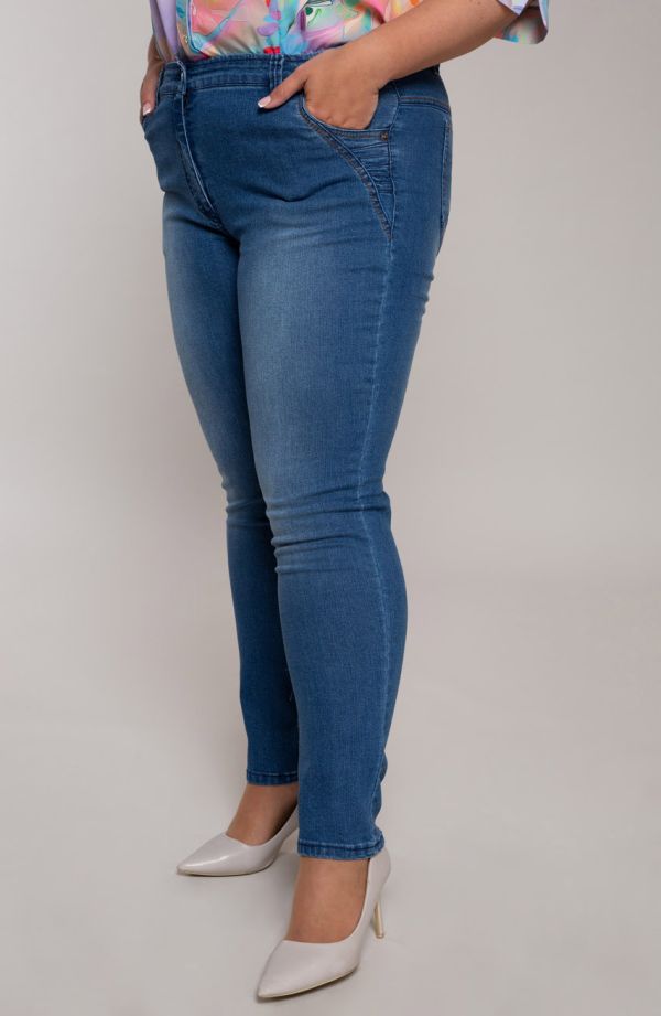 Bawełniane spodnie średni stan jasny jeans
