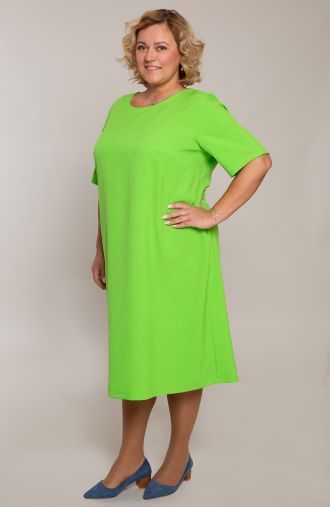Lniana zielona sukienka z suwakiem