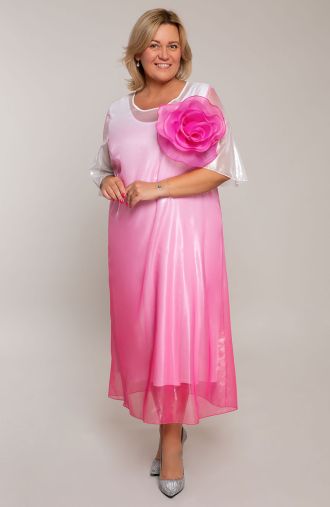 Sukienka różowe ombre z kwiatem