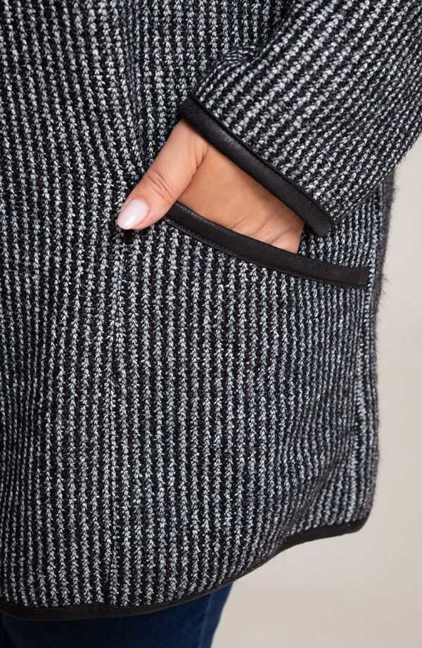 Sweter wdzianko szaro czarne paski