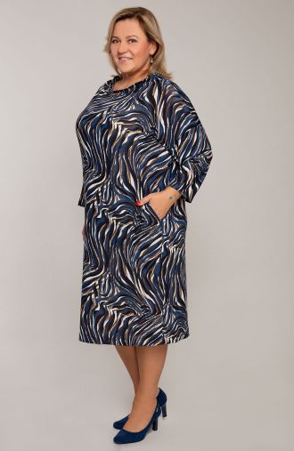 Elastyczna sukienka niebieska zebra