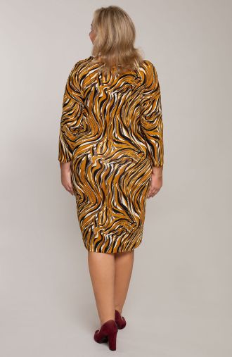 Elastyczna sukienka pomarańczowa zebra