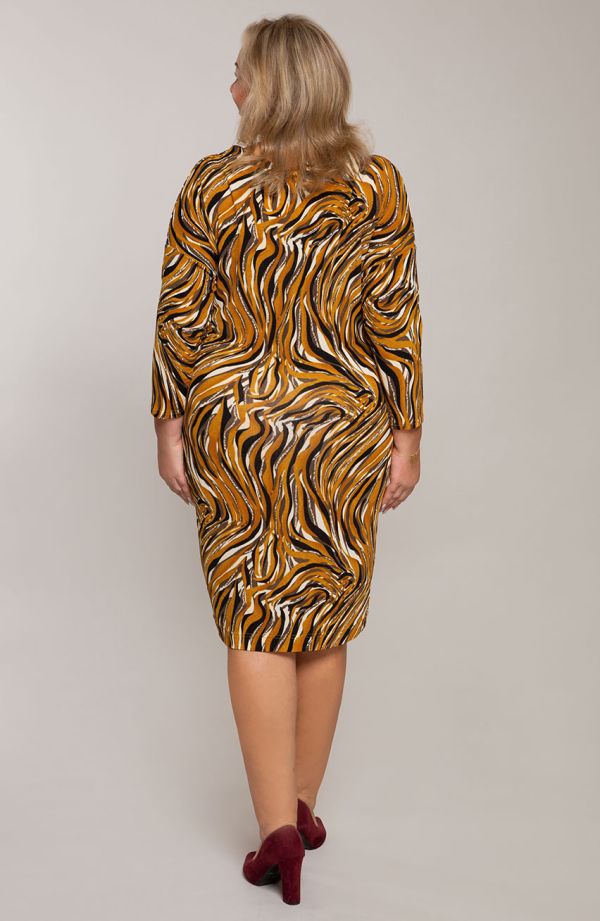 Elastyczna sukienka pomarańczowa zebra