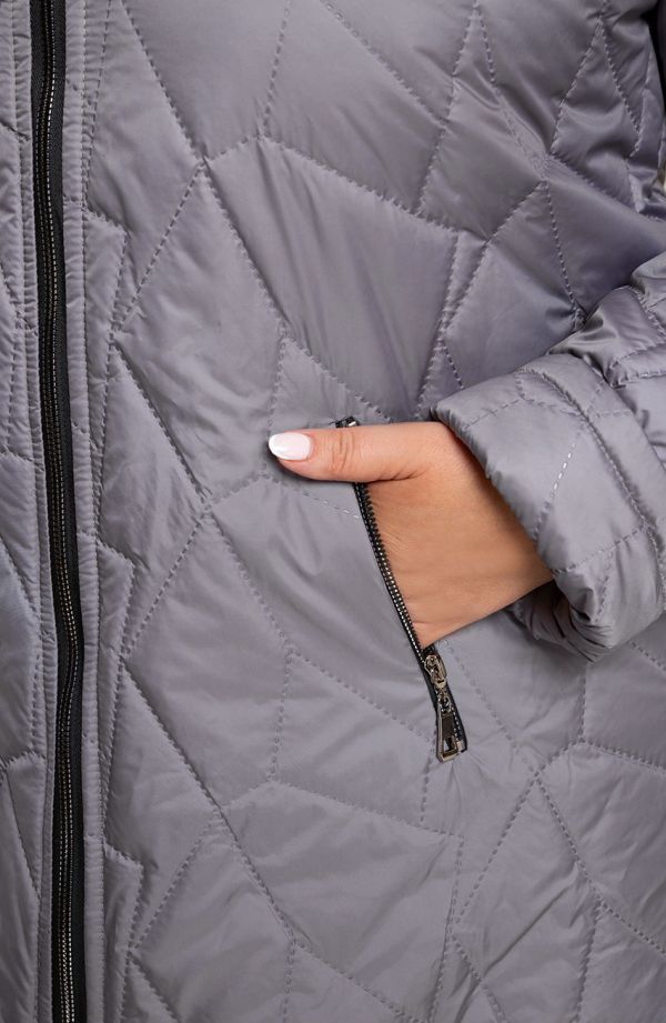 Szara zimowa kurtka z połyskiem