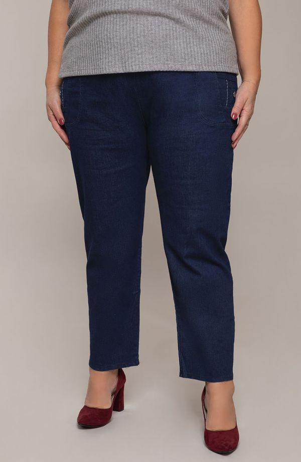 Ciemne jeansowe spodnie z prostą nogawką
