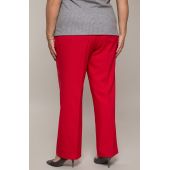 Lniane proste spodnie plus size w kant czerwień