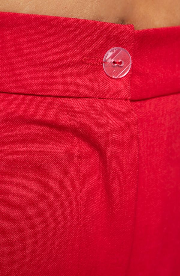 Lniane proste spodnie plus size w kant czerwień