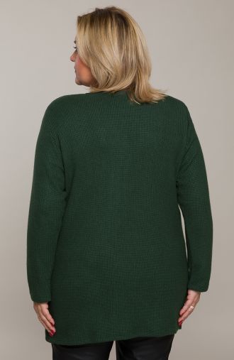 Zielony długi sweter z kieszeniami