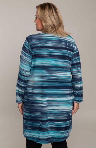 Asymetryczny sweterek niebieskie paski