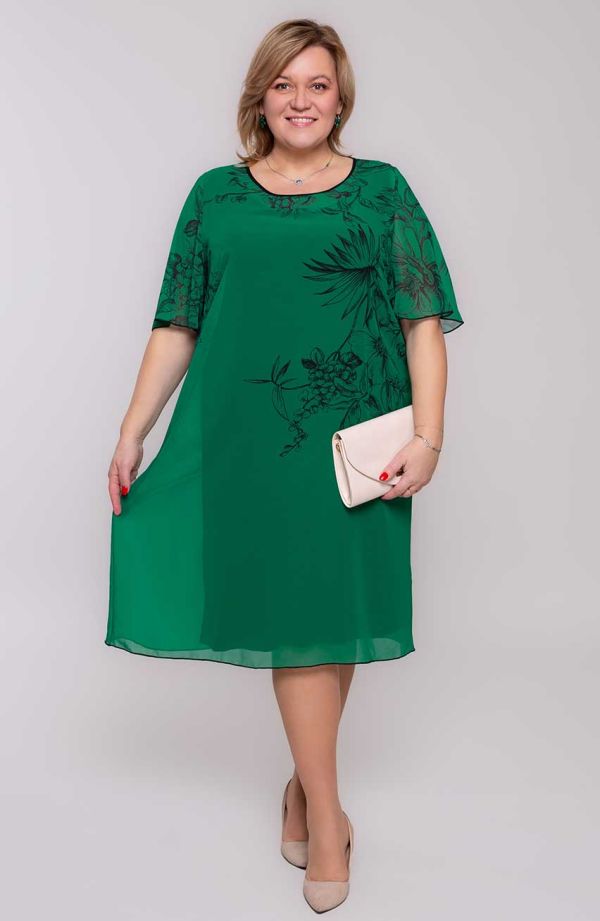 Zielona sukienka szyfonowa w kwiaty