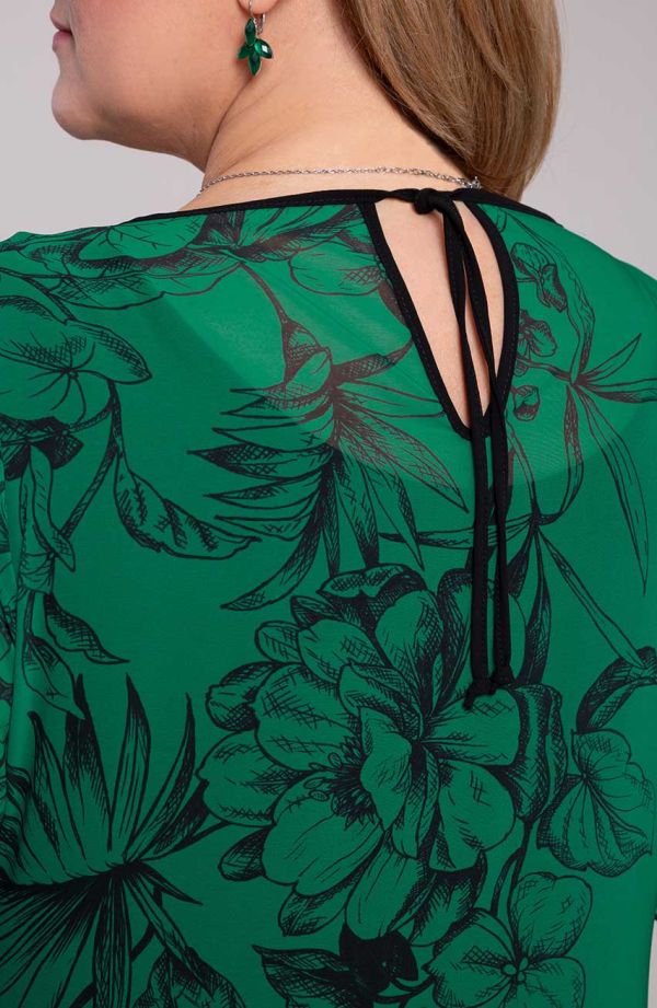 Zielona sukienka szyfonowa w kwiaty