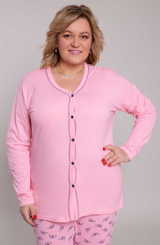 Różowa piżama bawełniana ze wzorem