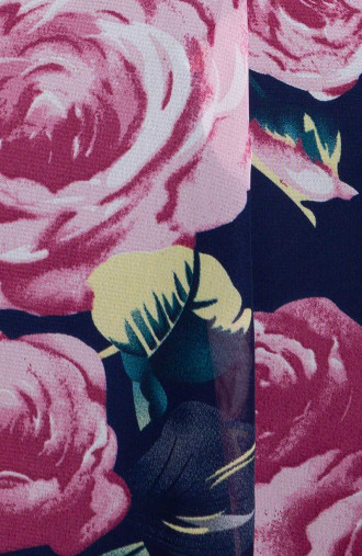 Granatowa tunika w różowe kwiaty