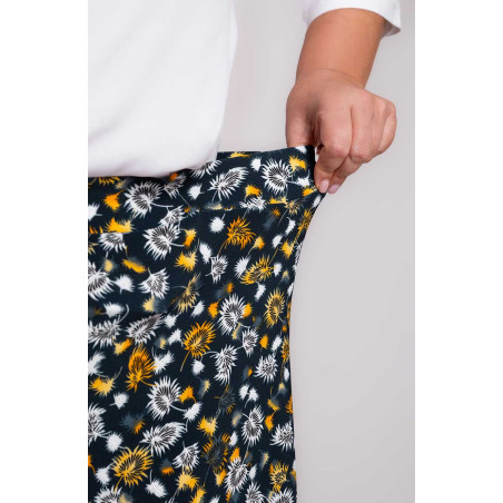 Granatowa spódnica żółte wzory