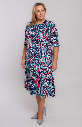 Granatowa sukienka kolorowy wzór