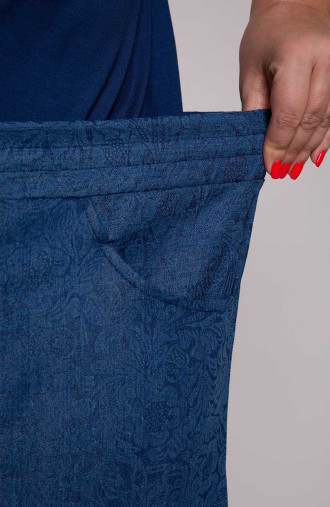 Spódnica niebieski jeans ze wzorem