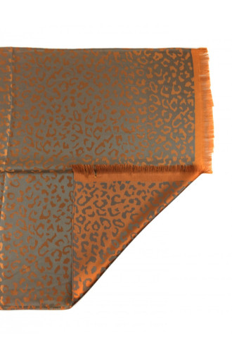 Cienki szaro-brązowy szalik ze wzorem