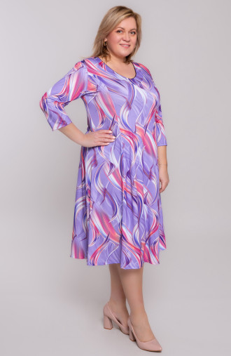 Fioletowa sukienka ze wzorem