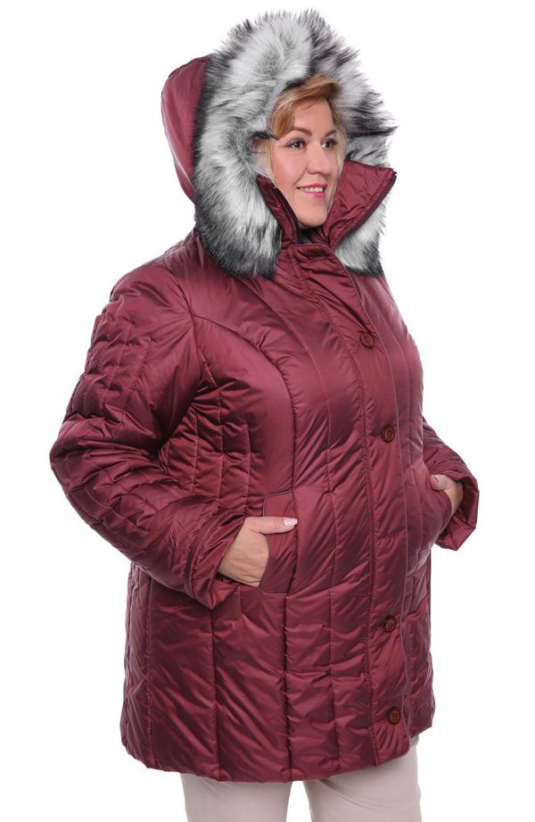 Ciepła zimowa kurtka w śliwkowym kolorze