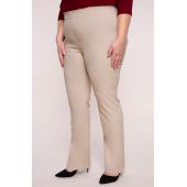 Dłuższe proste spodnie plus size dla puszystych w kolorze beżu