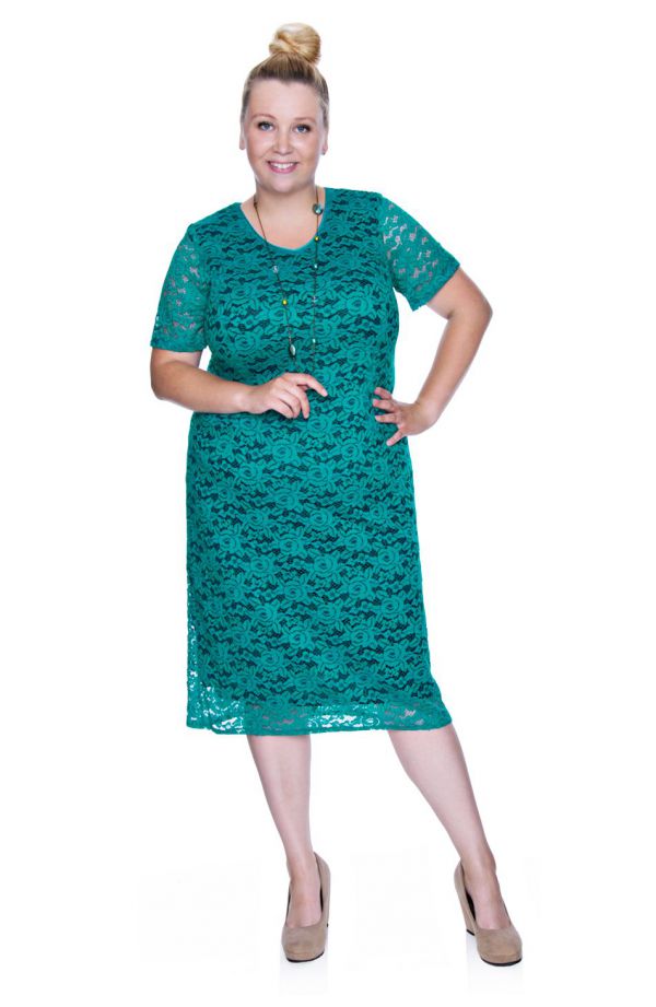 Zielona koronkowa sukienka krótki rękaw