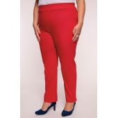 Czerwone spodnie cygaretki plus size dla puszystych bardzo wysoki stan