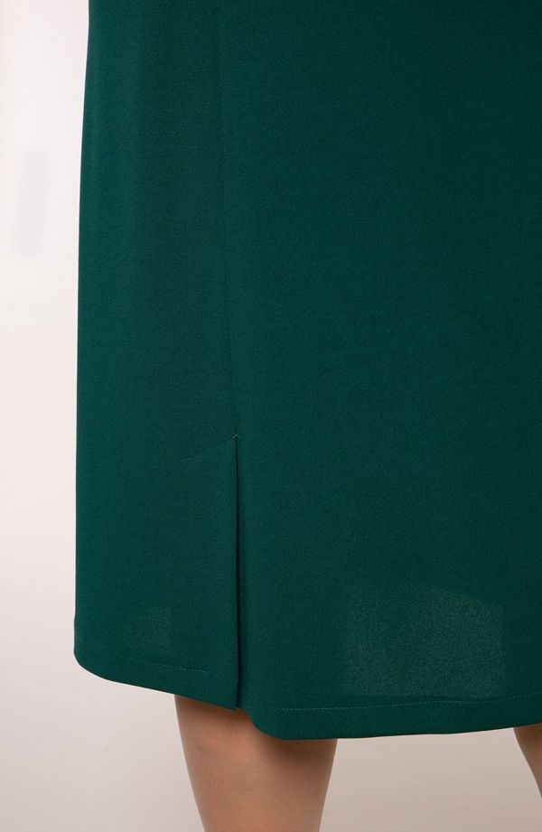 Zielona sukienka rękaw 3/4 z koronki