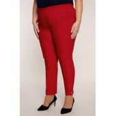 Czerwone spodnie 7/8 plus size dla puszystych z wysokim stanem