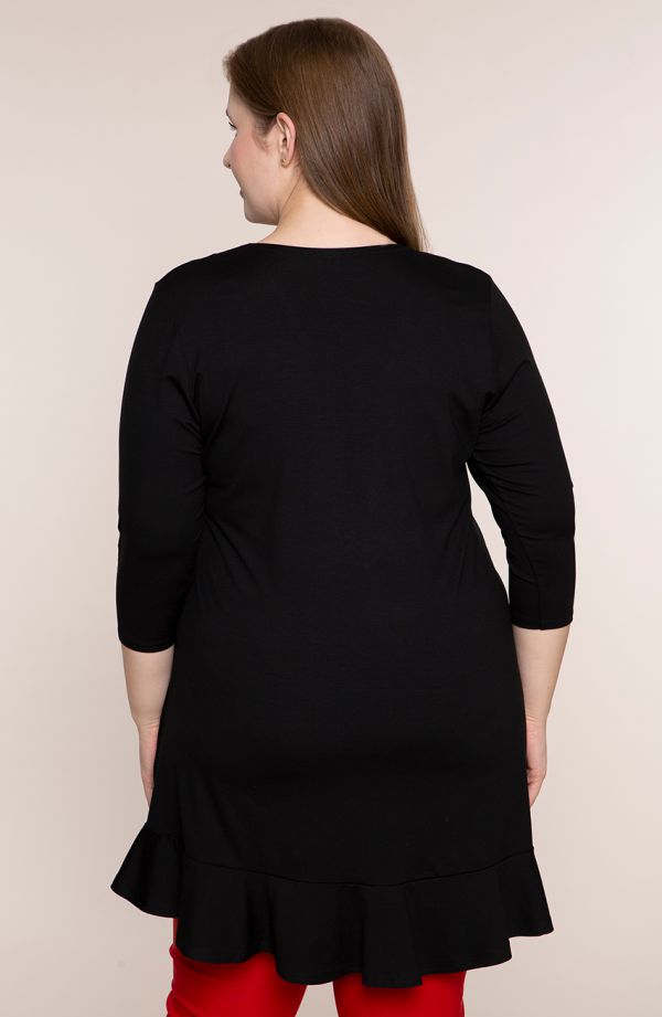 Tunika z guziczkami w czarnym kolorze - odzież plus size
