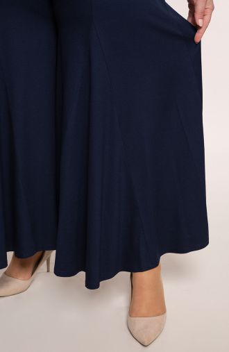 Granatowe spódnico-spodnie z dzianiny