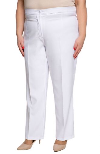 Lniane spodnie w kant w białym kolorze