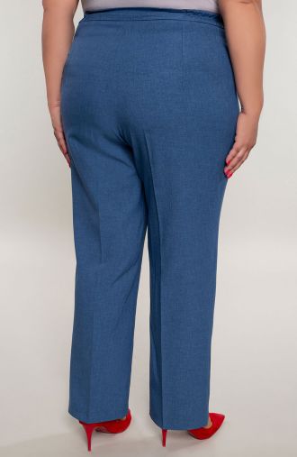 Lniane spodnie w kant w niebieskim kolorze